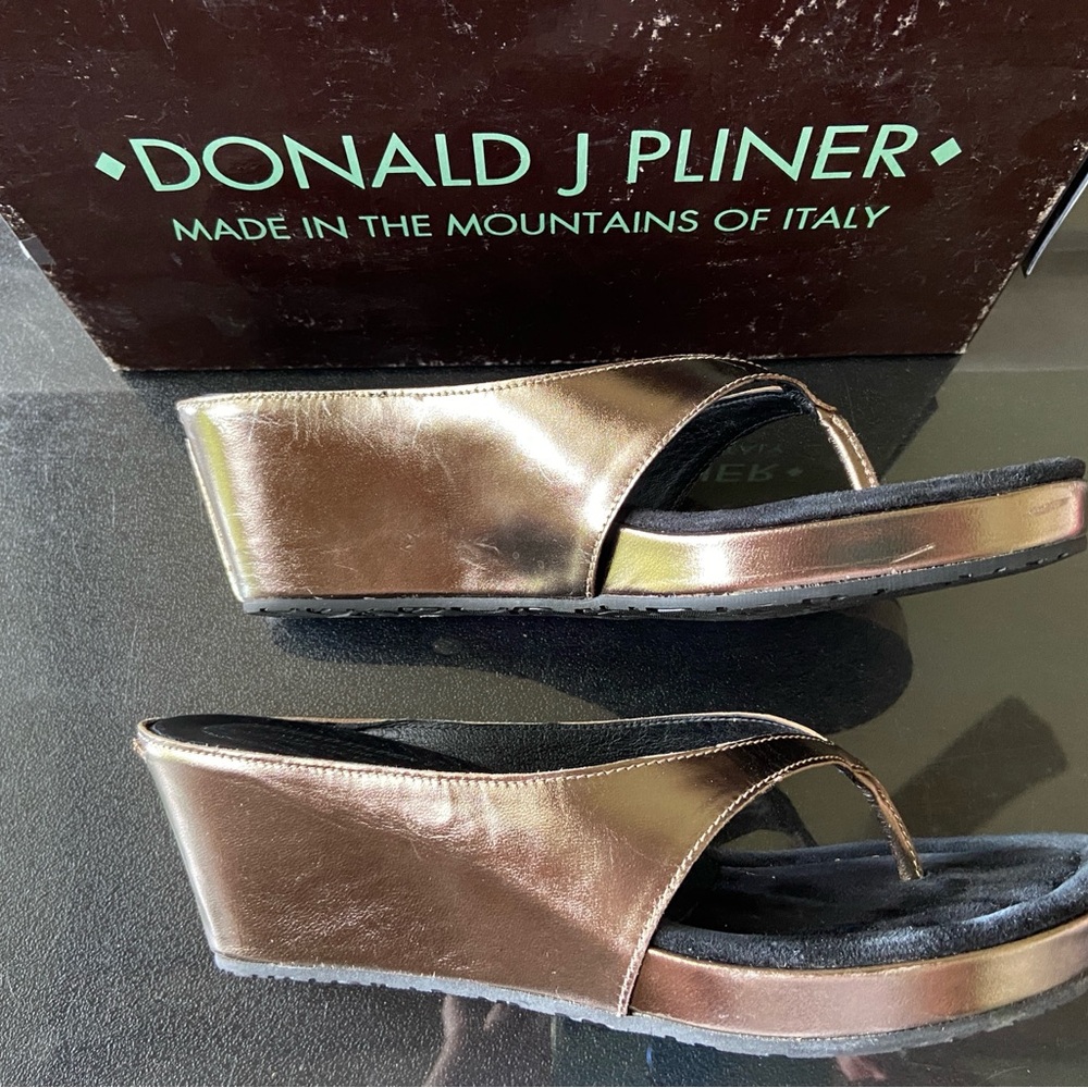Donald J. Pliner Metallic Bronze Wedge Sandals